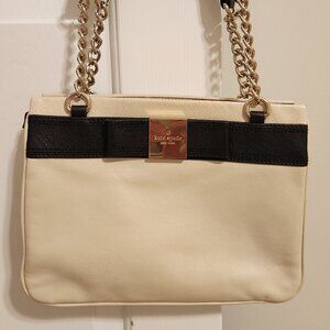 Kate Spade - Black & White Leather Purse with Bow and Chain Handle
